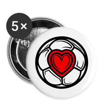 Fussball Herz Liebe - Buttons groß 56 mm (5er Pack) - Weiß - Vorne