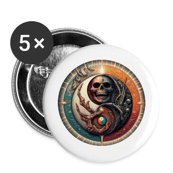 YinYangSkull - Buttons large 2.2''/56 mm (5-pack) - white - Front
