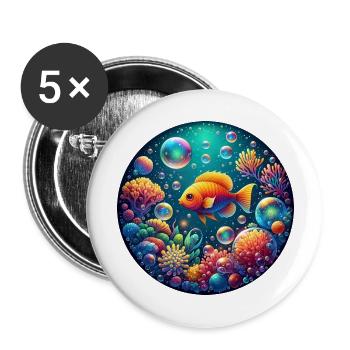 Monde magique sous-marin - Lot de 5 grands badges (56 mm) - blanc - Devant