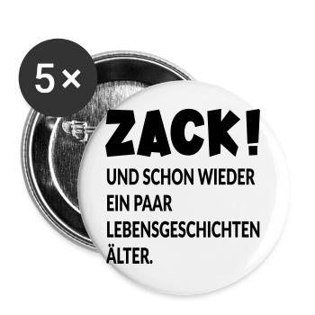 GEBURTSTAG - ÄLTER WERDEN - Buttons groß 56 mm (5er Pack) - Weiß - Vorne