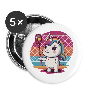 Tennis Unicorn - Buttons large 2.2''/56 mm (5-pack) - white - Front