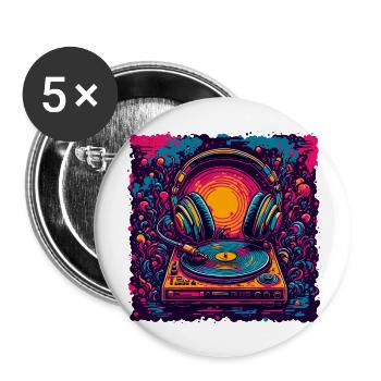 Kopfhörer / Audio / Musik / Klang / cool - Buttons groß 56 mm (5er Pack) - Weiß - Vorne