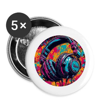 Headphones / Audio / Music / Sound / Cool - Buttons large 2.2''/56 mm (5-pack) - white - Front