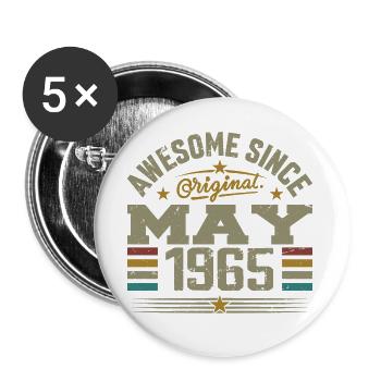 Jahrgang Mai 1965 Mai 1965 Jahrgang Mai 1965 Original - Buttons groß 56 mm (5er Pack) - Weiß - Vorne