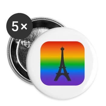 Paris Rainbow Tour Eiffel - Lot de 5 grands badges (56 mm) - blanc - Devant