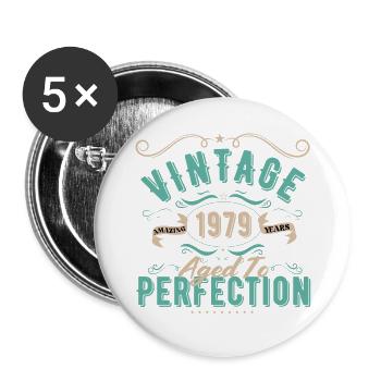 Jahrgang 1979 - 1979 Geburtstagsgeschenk - Buttons groß 56 mm (5er Pack) - Weiß - Vorne
