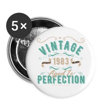Jahrgang 1983 - 1983 Geburtstagsgeschenk - Buttons groß 56 mm (5er Pack) - Weiß - Vorne