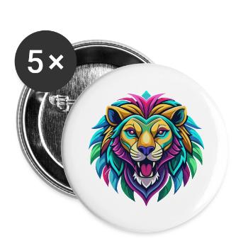 LÖWE - Buttons groß 56 mm (5er Pack) - Weiß - Vorne