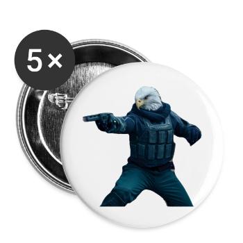 Eagle with revolver - Buttons large 2.2''/56 mm (5-pack) - white - Front