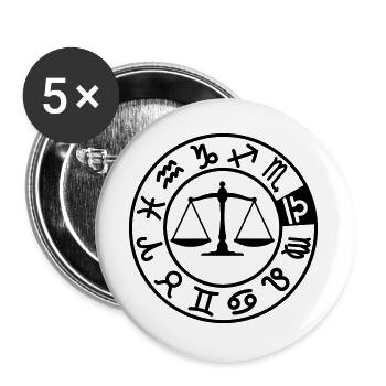 Libra zodiac sign in circle of 12 characters - Buttons large 2.2''/56 mm (5-pack) - white - Front