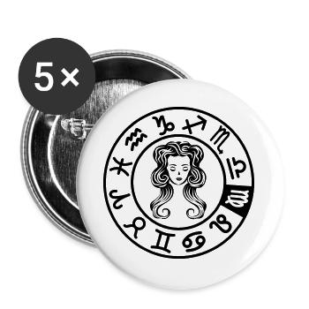 Virgo zodiac sign in circle of twelve signs - Buttons large 2.2''/56 mm (5-pack) - white - Front
