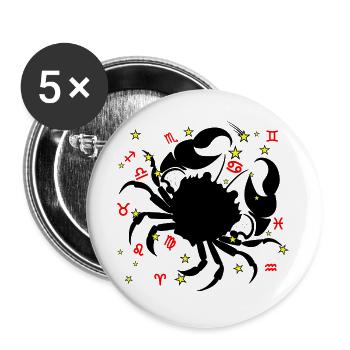 Sternzeichen Stern Logo Krebs - Buttons groß 56 mm (5er Pack) - Weiß - Vorne