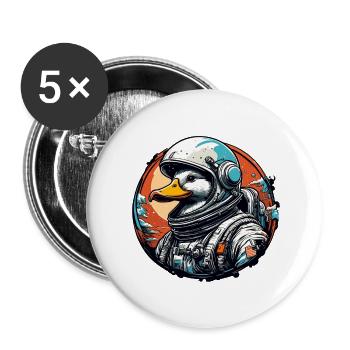 Astronaut / Space / Animal / Duck / Spaceship - Buttons large 2.2''/56 mm (5-pack) - white - Front