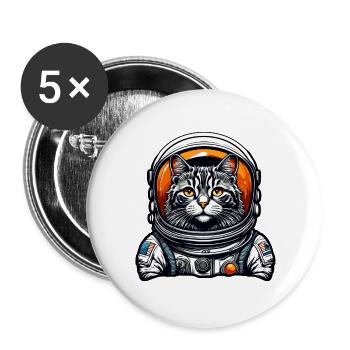 Astronaut / Space / Animal / Cat / Spaceship - Buttons large 2.2''/56 mm (5-pack) - white - Front
