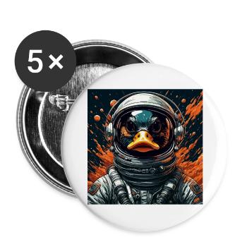 Astronaut / Space / Animal / Duck / Spaceship - Buttons large 2.2''/56 mm (5-pack) - white - Front