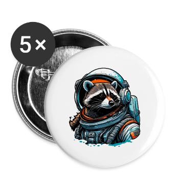Astronaut / Space / Animal / Raccoon / Spaceship - Buttons large 2.2''/56 mm (5-pack) - white - Front