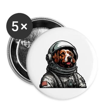Astronaut / Space / Animal / Dog / Spaceship - Buttons large 2.2''/56 mm (5-pack) - white - Front