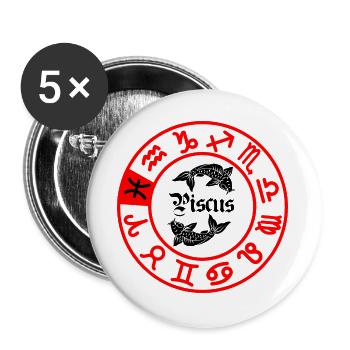 Zwölf Sternzeichen Piscus Piscus - Buttons groß 56 mm (5er Pack) - Weiß - Vorne