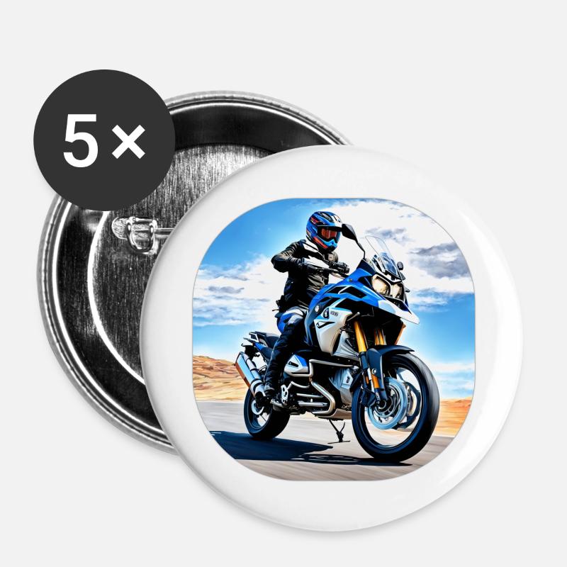 Motorcycle under blue sky - Buttons large 2.2''/56 mm (5-pack) - white