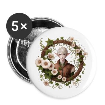 Flower Elf - Buttons large 2.2''/56 mm (5-pack) - white - Front