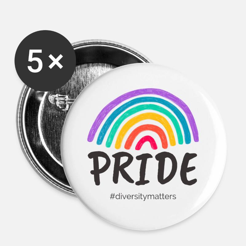 Pride black - #diversitymatters - Buttons large 2.2''/56 mm (5-pack) - white