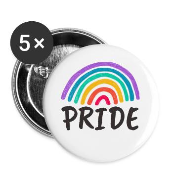 PRIDE - Ready for Pride Month! - Buttons large 2.2''/56 mm (5-pack) - white - Front