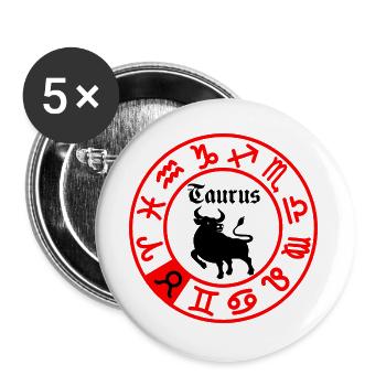 Douze signes du zodiaque signe du zodiaque Taureau Taureau - Lot de 5 grands badges (56 mm) - blanc - Devant