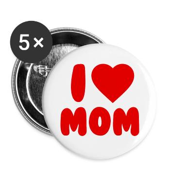 I love MOM - Buttons groß 56 mm (5er Pack) - Weiß - Vorne
