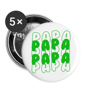 Papa Grün - Buttons groß 56 mm (5er Pack) - Weiß - Vorne