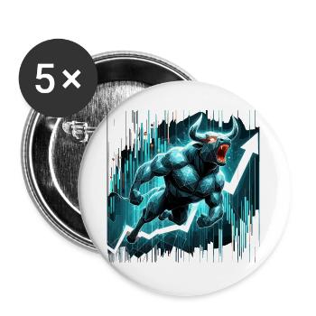 Finance Stocks Taurus Bull Wall Street Gift - Buttons large 2.2''/56 mm (5-pack) - white - Front