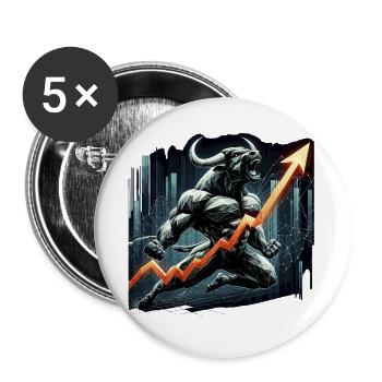 Finance Stocks Taurus Bull Wall Street Gift - Buttons large 2.2''/56 mm (5-pack) - white - Front