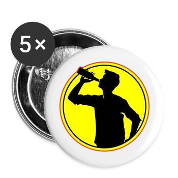 Buveur Bière Silhouette - Lot de 5 grands badges (56 mm) - blanc - Devant