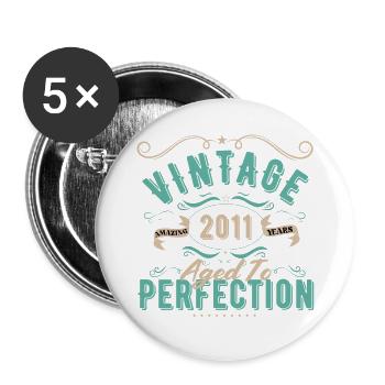 Vintage 2011 - 2011 Birthday Gift - Buttons large 2.2''/56 mm (5-pack) - white - Front
