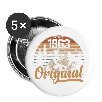 Original 1963 Retro 1963 Vintage 1963 Anniversaire - Lot de 5 grands badges (56 mm) - blanc - Devant