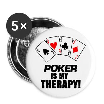 Thérapie par le poker - Lot de 5 grands badges (56 mm) - blanc - Devant