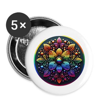 Mechanical Rainbow Flower 2 - Buttons large 2.2''/56 mm (5-pack) - white - Front