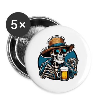 Skull / Totenkopf / Skelett / Gothic / Tattoo - Buttons groß 56 mm (5er Pack) - Weiß - Vorne