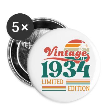 Vintage 1934 édition limitée - Lot de 5 grands badges (56 mm) - blanc - Devant