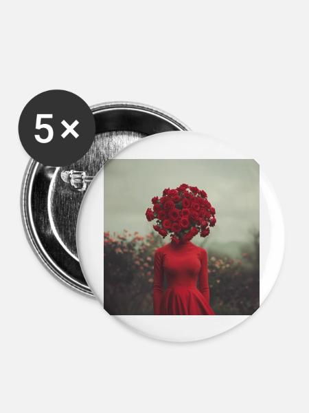 Rosen - Buttons groß 56 mm (5er Pack) - Weiß