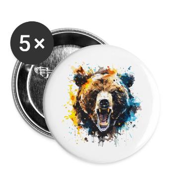 Grizzly, bear, bear - Buttons large 2.2''/56 mm (5-pack) - white - Front