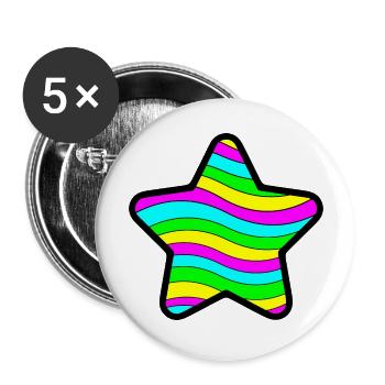 Wavy Star - Buttons large 2.2''/56 mm (5-pack) - white - Front