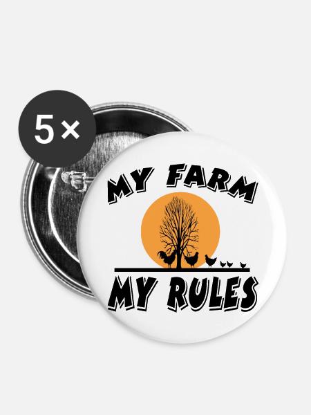 Bauernhof - Buttons groß 56 mm (5er Pack) - Weiß