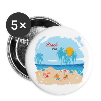 Strandspaß - Buttons groß 56 mm (5er Pack) - Weiß - Vorne