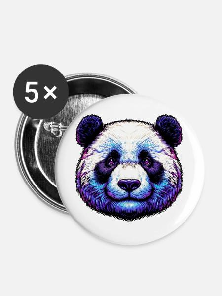 Panda - Buttons groß 56 mm (5er Pack) - Weiß