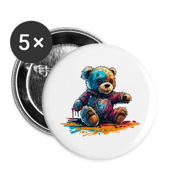 Astronaut / Weltall / Tier / Bär / Raumschiff - Buttons groß 56 mm (5er Pack) - Weiß - Vorne