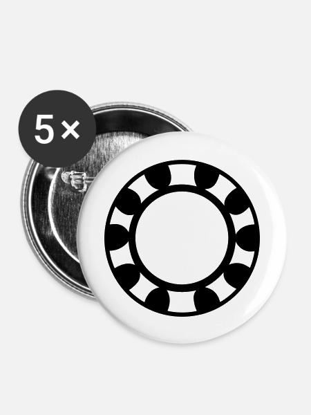 Poker-Chip - Buttons groß 56 mm (5er Pack) - Weiß