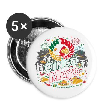 lustiger Cinco de Mayo - Buttons groß 56 mm (5er Pack) - Weiß - Vorne