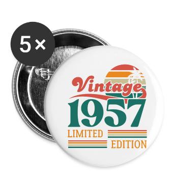 Jahrgang 1957 Limitierte Auflage - Buttons groß 56 mm (5er Pack) - Weiß - Vorne