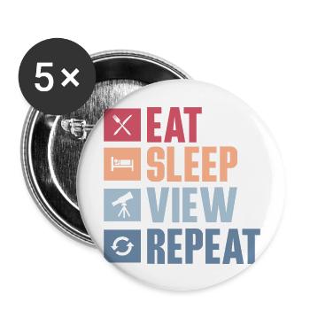 Eat Sleep View Repeat Stargazer Telescope Astronomer - Buttons large 2.2''/56 mm (5-pack) - white - Front