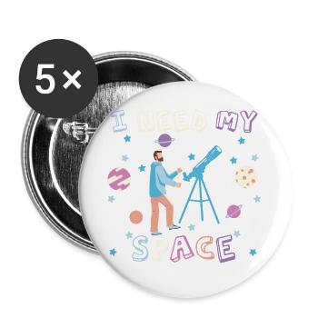 I Need My Space Astronomy Telescope Stargazer - Buttons groß 56 mm (5er Pack) - Weiß - Vorne